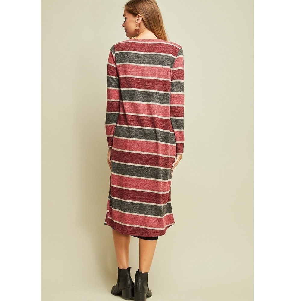 ✿❀ Pink Burgundy Striped Cardi ❀✿ - Picture 4 of 6